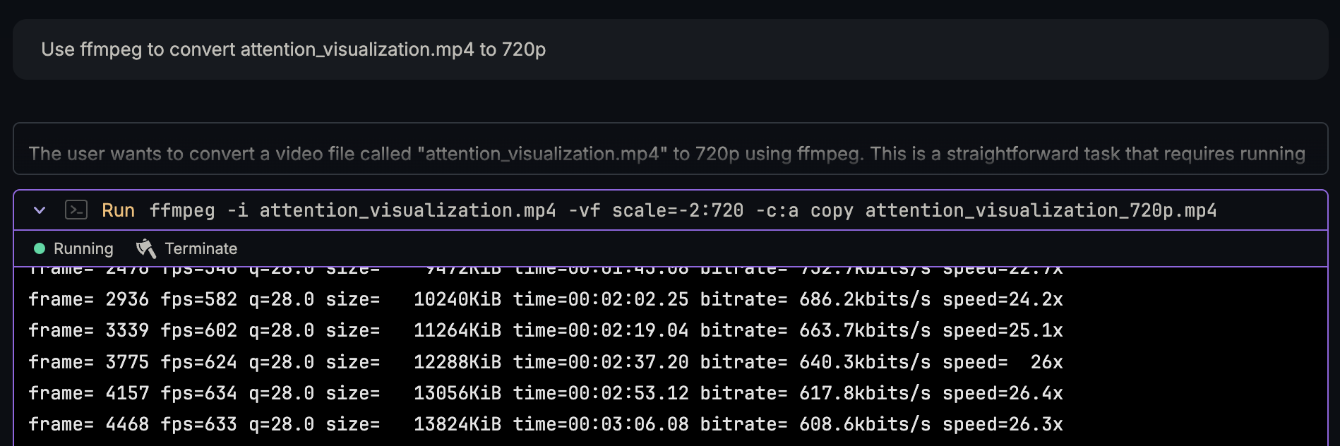 Running ffmpeg using Synthcoda